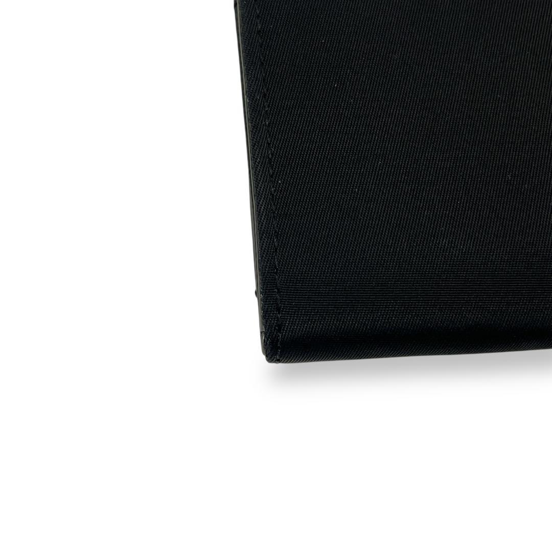 Prada Long Wallet Triangle Logo Plate Long Wallet Black Nylon Leather