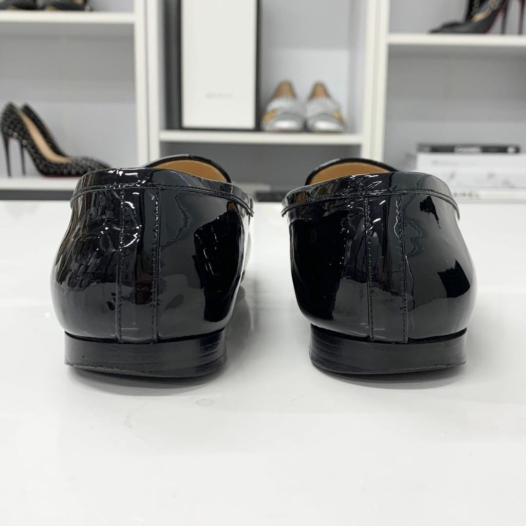 Chanel CC Logo Patent Rhinestone Pearl Loafers Black — view 5