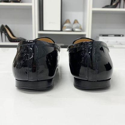 Chanel CC Logo Patent Rhinestone Pearl Loafers Black — view 5