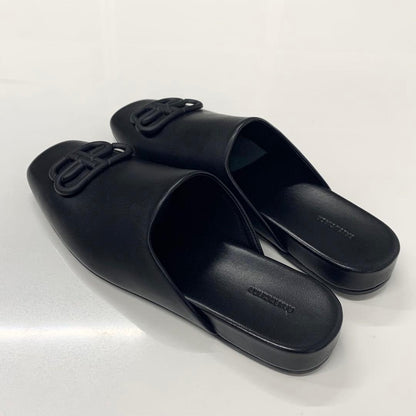 Balenciaga COSY BB Leather Logo Mule Black