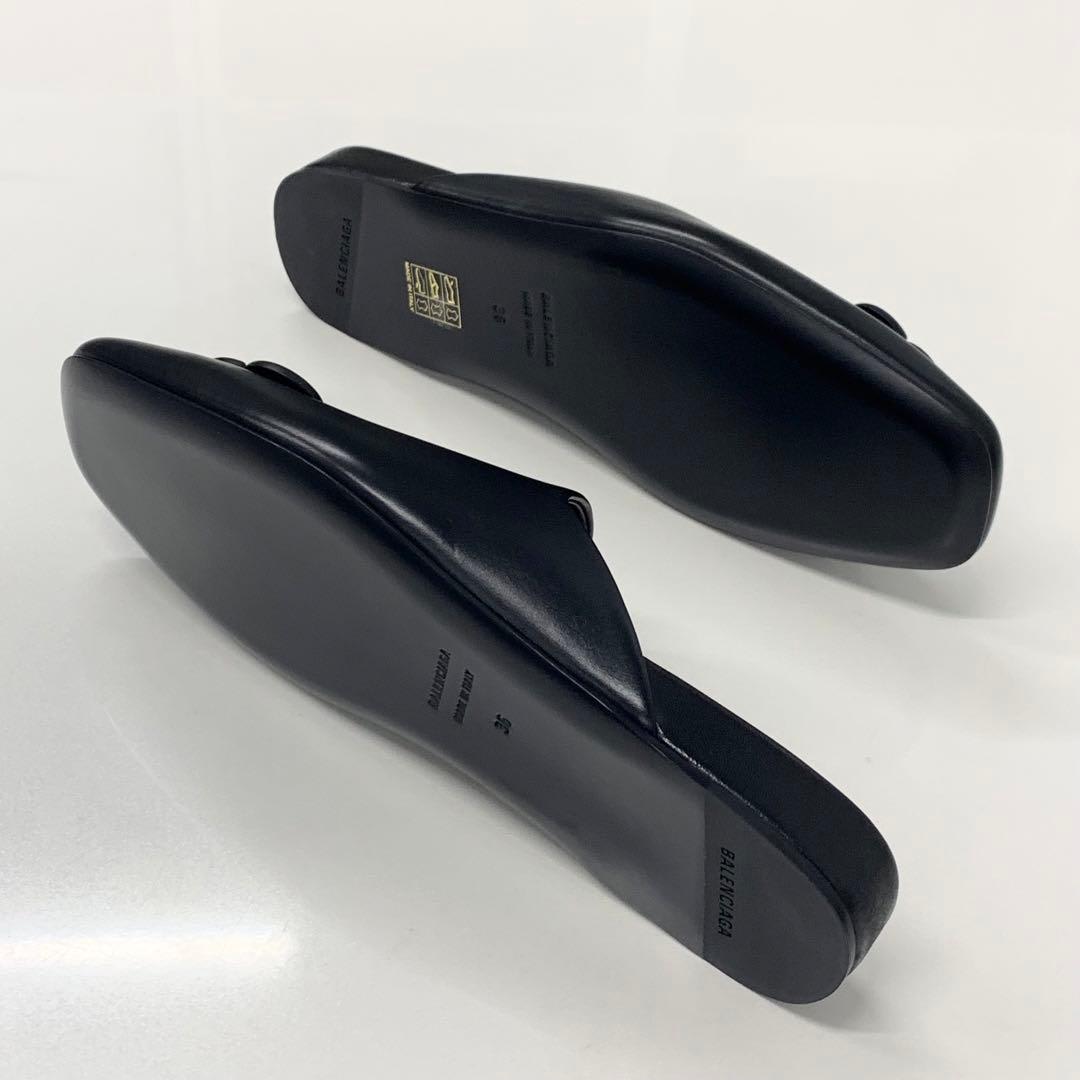 Balenciaga COSY BB Leather Logo Mule Black