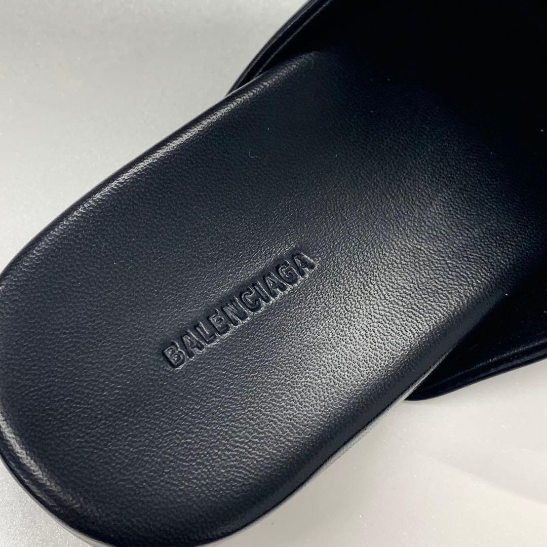 Balenciaga COSY BB Leather Logo Mule Black