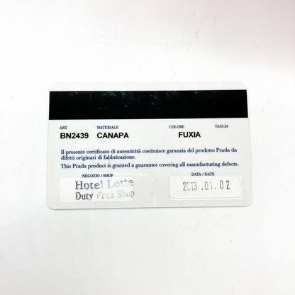 Prada Canapa Mini Handbag Canvas Gold Hardware Card