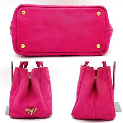 Prada Canapa Mini Handbag Canvas Gold Hardware Card