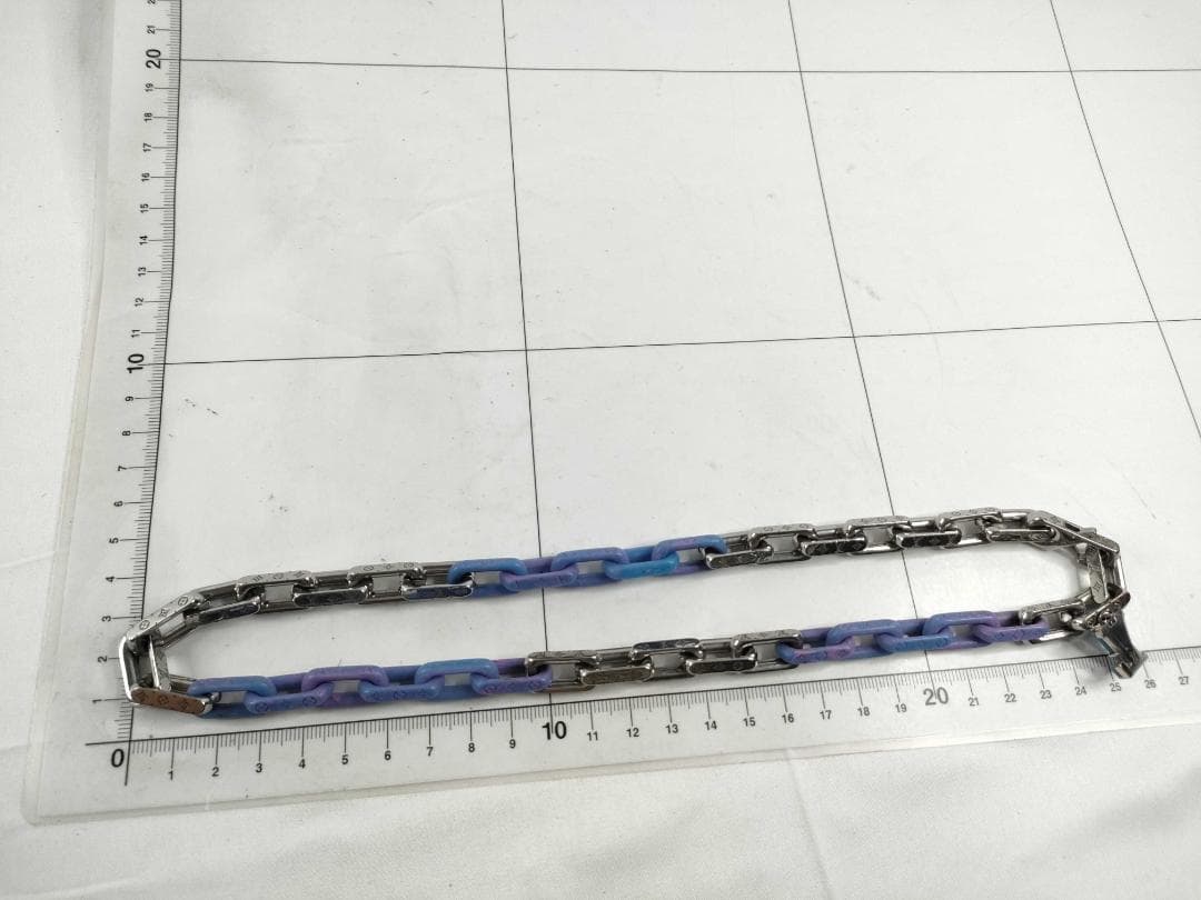 Louis Vuitton Monogram Chain Necklace Silver Blue — view 3
