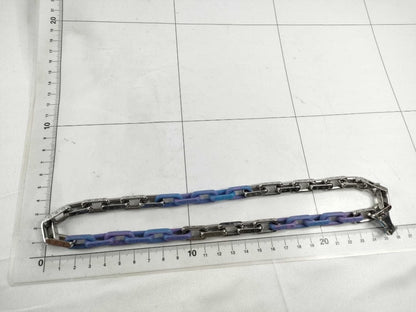 Louis Vuitton Monogram Chain Necklace Silver Blue — view 3