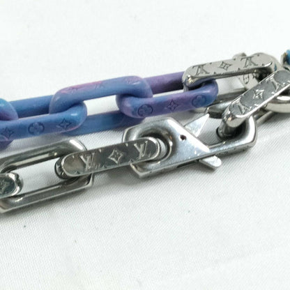 Louis Vuitton Monogram Chain Necklace Silver Blue — view 5