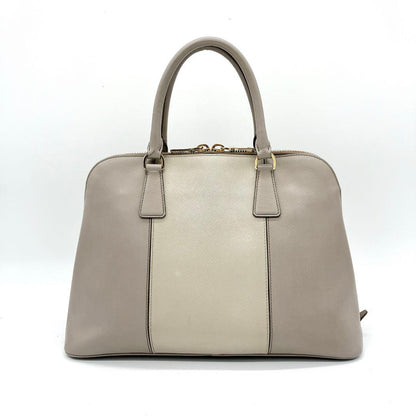 Prada Handbag Triangle Logo Plate Saffiano Leather Grayish