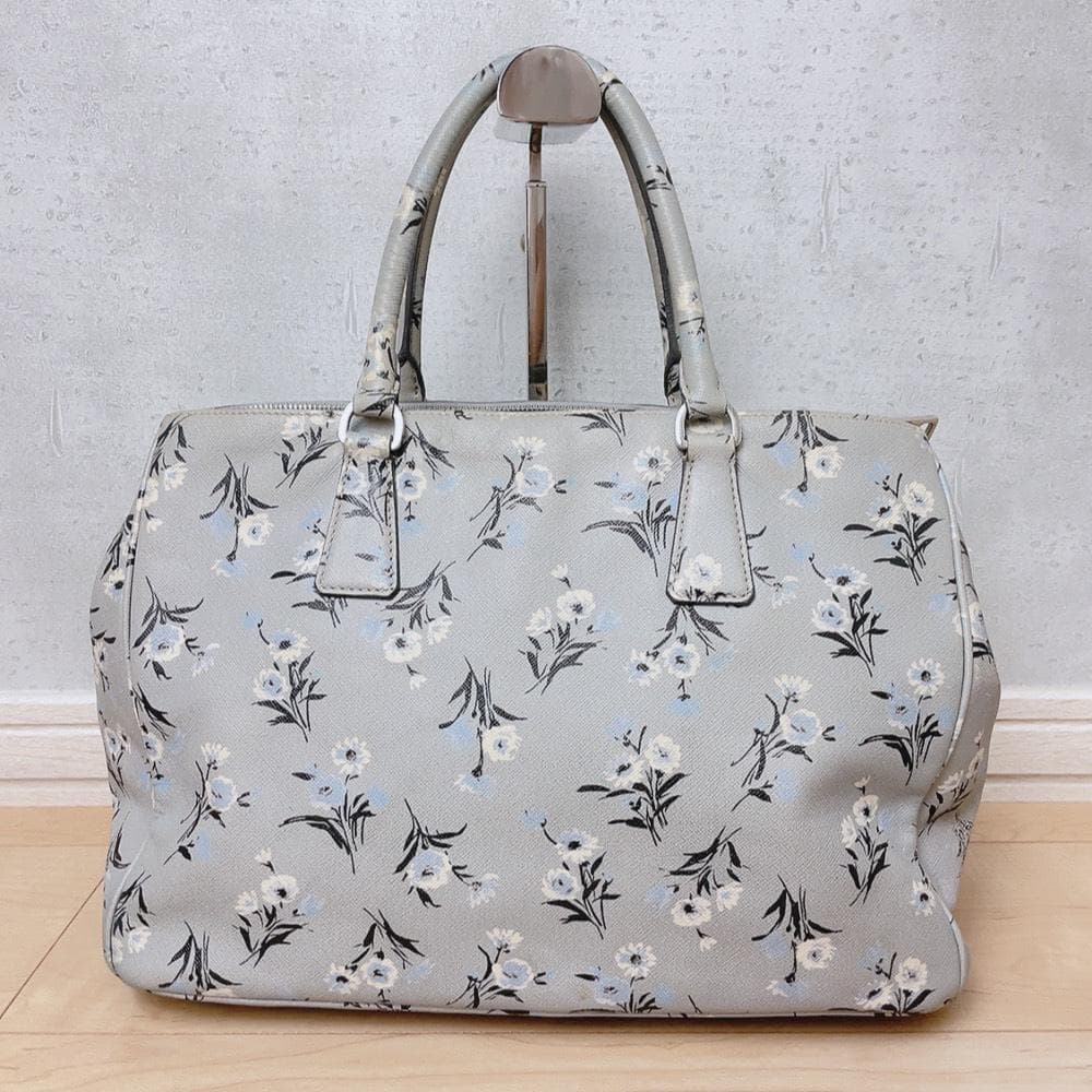 Prada Saffiano Galleria 2-Way Tote Bag Floral Pattern — view 3