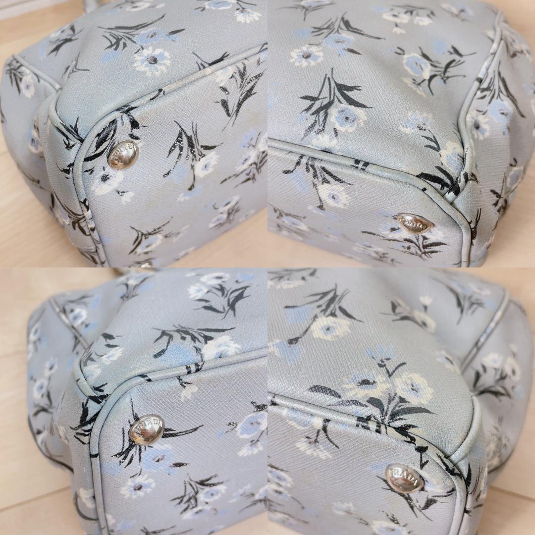 Prada Saffiano Galleria 2-Way Tote Bag Floral Pattern — view 6