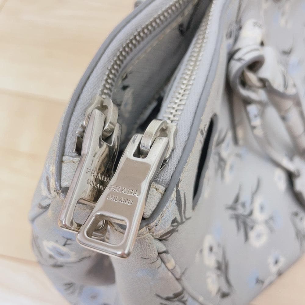 Prada Saffiano Galleria 2-Way Tote Bag Floral Pattern — view 7