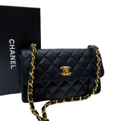 Chanel Lambskin Mini Quilted Chain Shoulder Bag Compact