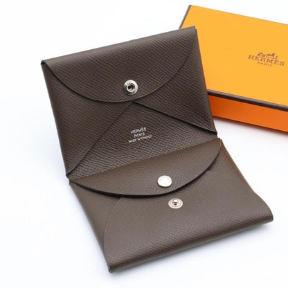 Hermes Calvi Duo Bifold Wallet Epsom Jiao Brown