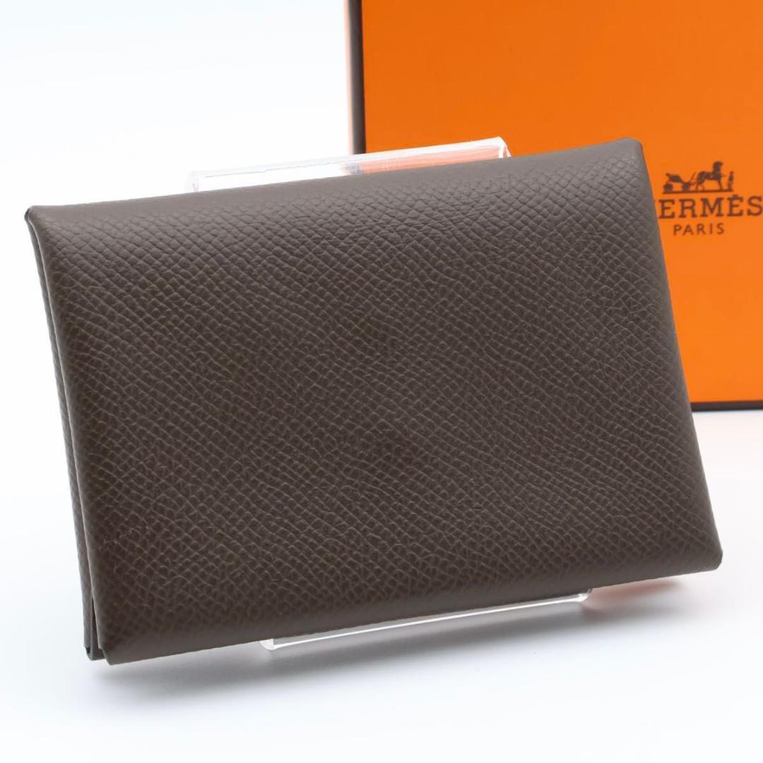 Hermes Calvi Duo Bifold Wallet Epsom Jiao Brown — view 2
