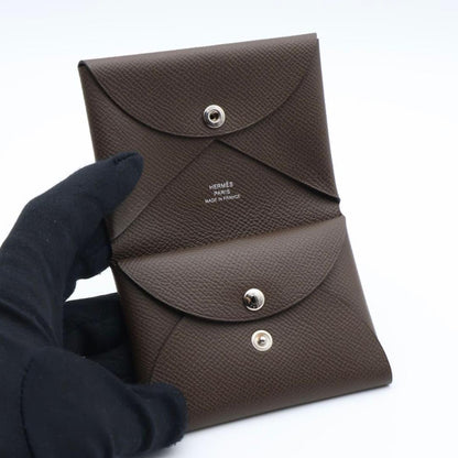 Hermes Calvi Duo Bifold Wallet Epsom Jiao Brown — view 3