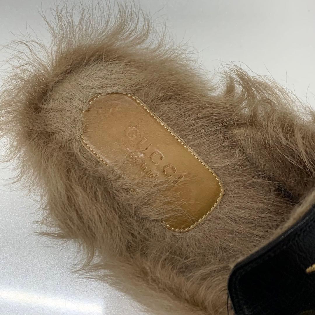 Gucci Princetown Horsebit Star Bee Leather Fur Mules
