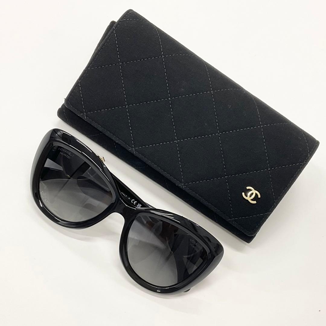 Chanel Sunglasses Coco Mark Heart Mirror Eyewear Black