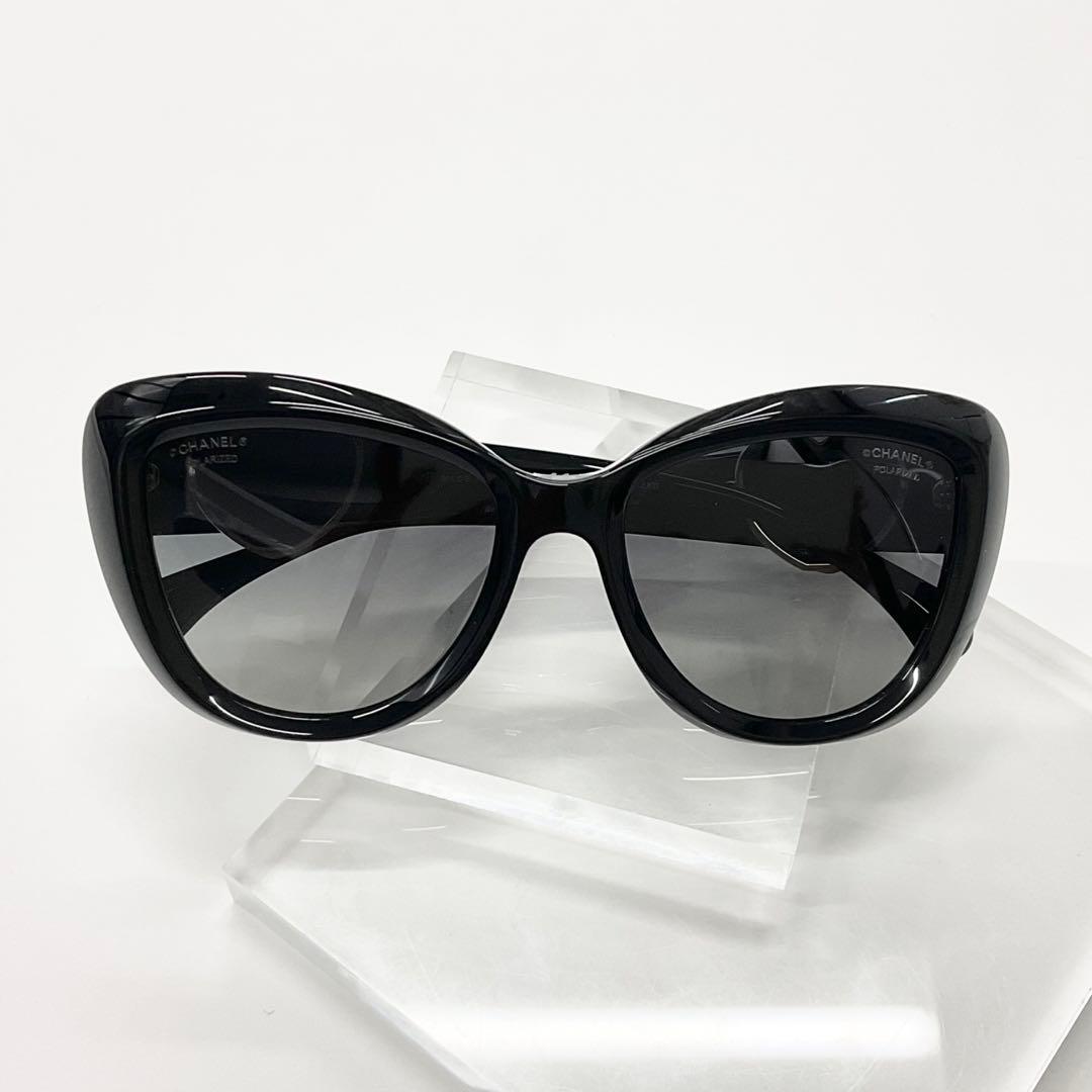 Chanel Sunglasses Coco Mark Heart Mirror Eyewear Black