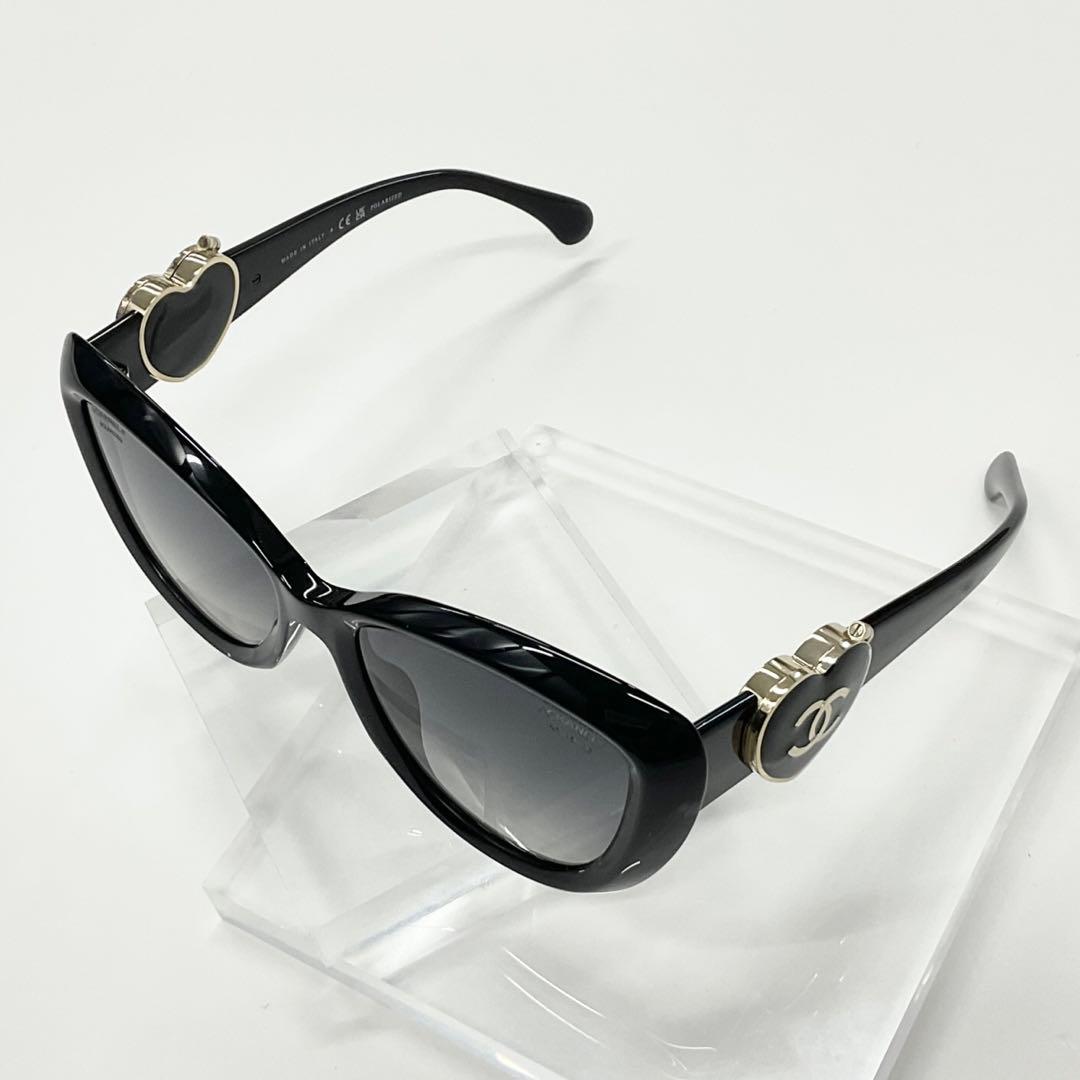 Chanel Sunglasses Coco Mark Heart Mirror Eyewear Black
