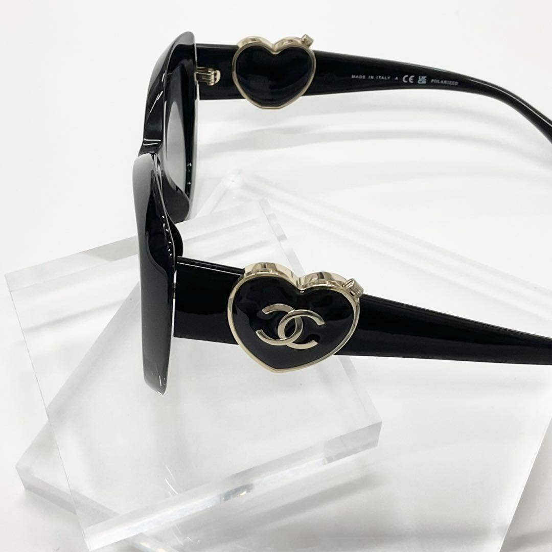 Chanel Sunglasses Coco Mark Heart Mirror Eyewear Black