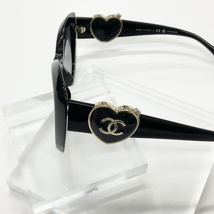 Chanel Sunglasses Coco Mark Heart Mirror Eyewear Black