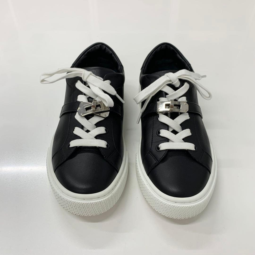 Hermes Day Leather Kelly Sneakers Black — view 2