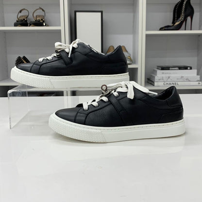 Hermes Day Leather Kelly Sneakers Black — view 3