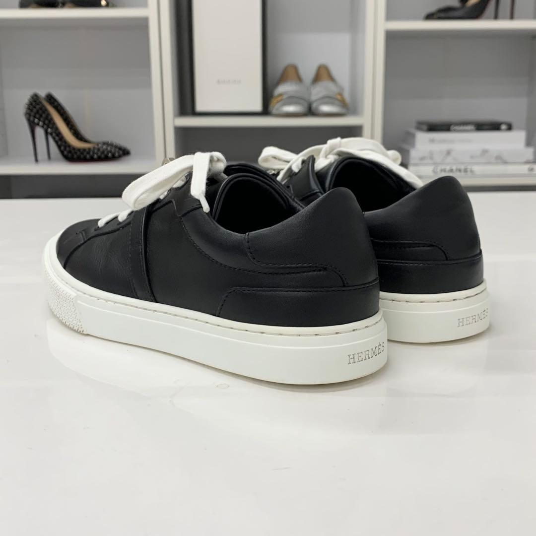 Hermes Day Leather Kelly Sneakers Black — view 4