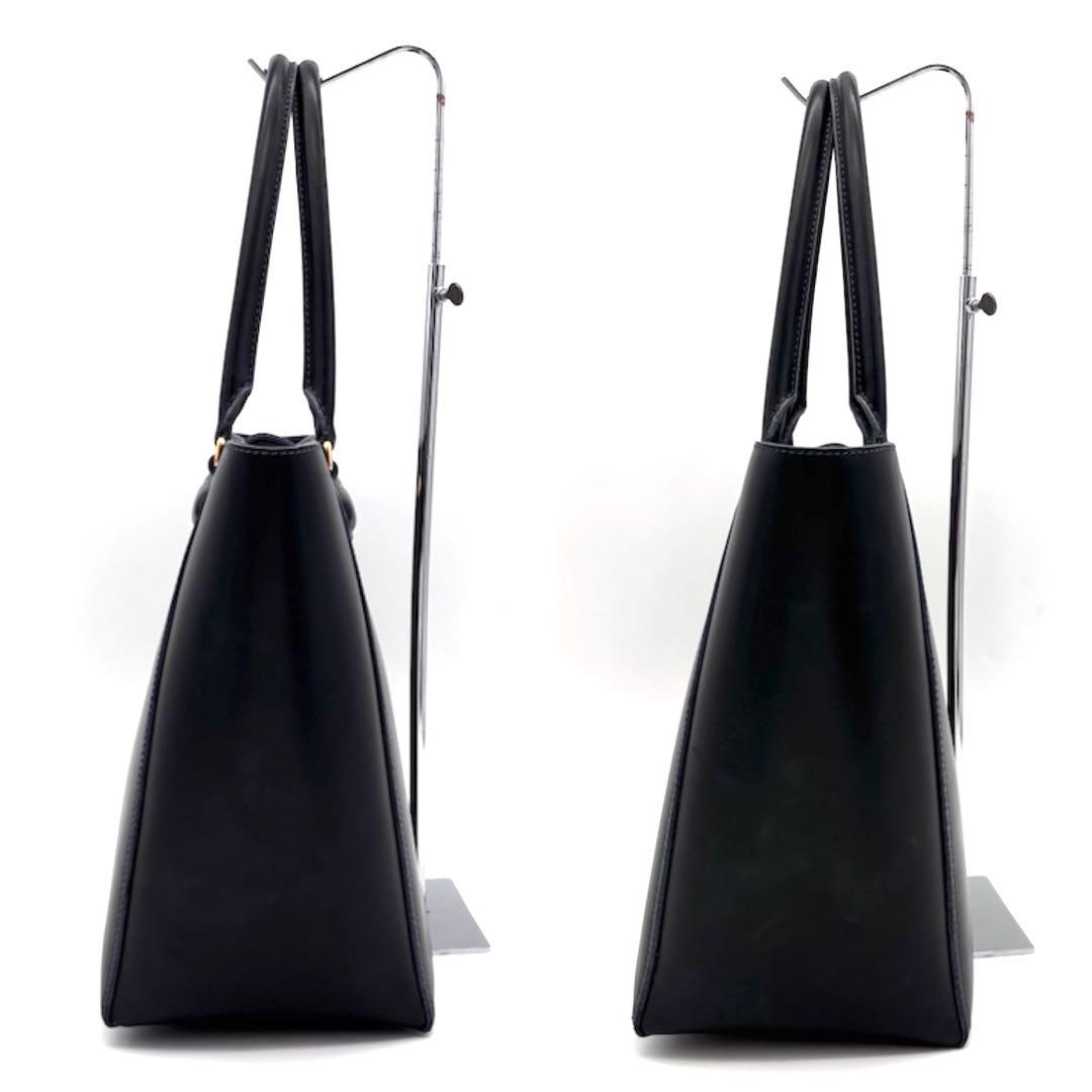 Loewe Leo Leather Tote Bag Anagram Black Blue — view 4