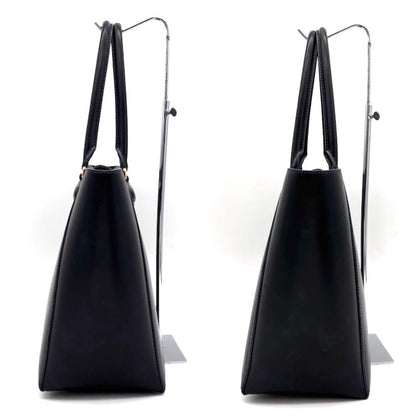 Loewe Leo Leather Tote Bag Anagram Black Blue — view 4
