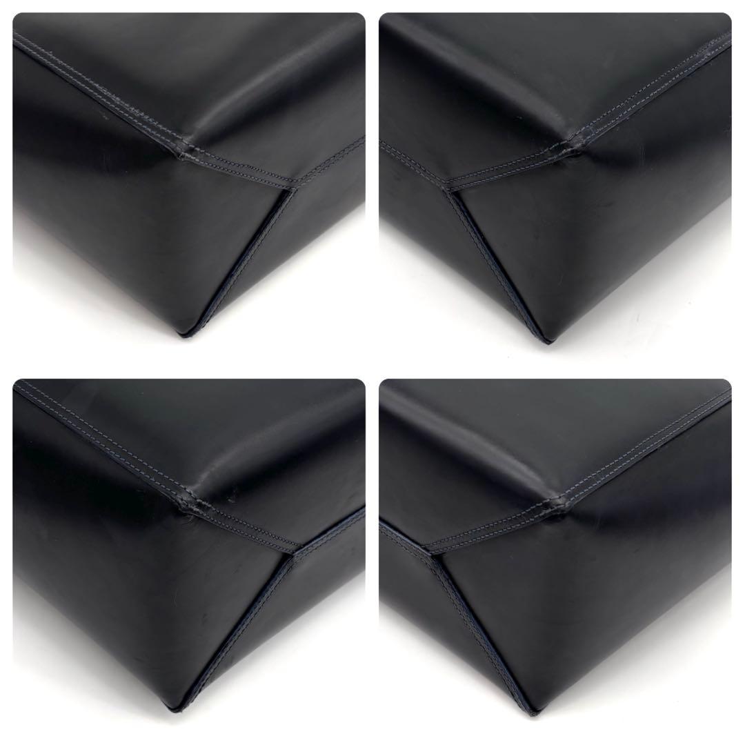Loewe Leo Leather Tote Bag Anagram Black Blue — view 6