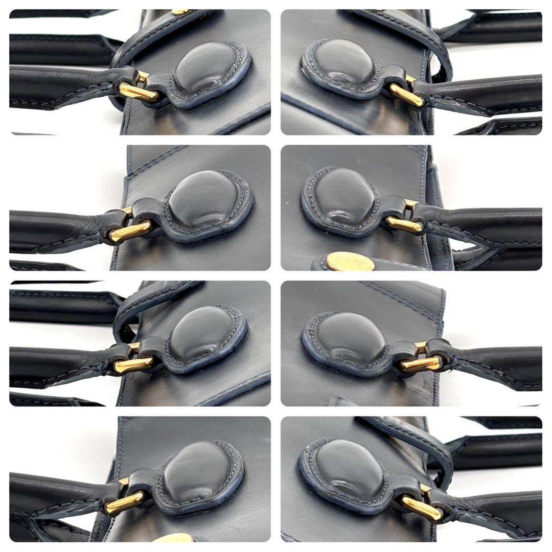 Loewe Leo Leather Tote Bag Anagram Black Blue — view 8