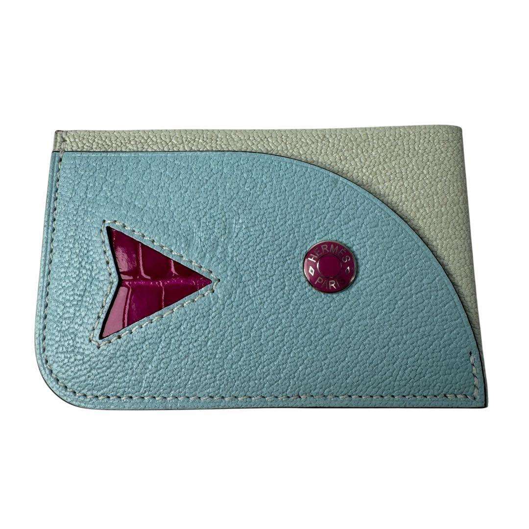 Hermes Poisson Card Holder Chevremisol — view 2