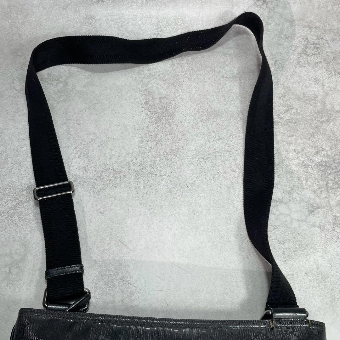 Gucci GG Shoulder Bag Imprime Black Leather Logo — view 4