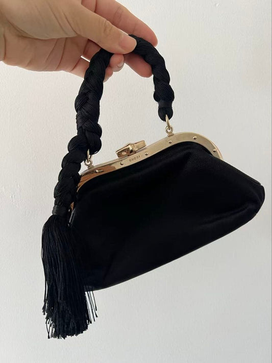 Gucci Tom Ford Era Satin Handbag Tassel Braided Handle