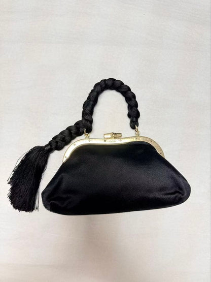 Gucci Tom Ford Era Satin Handbag Tassel Braided Handle — view 2