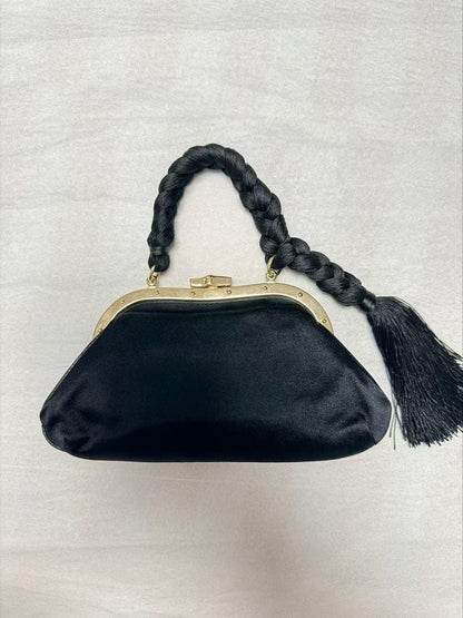 Gucci Tom Ford Era Satin Handbag Tassel Braided Handle — view 3