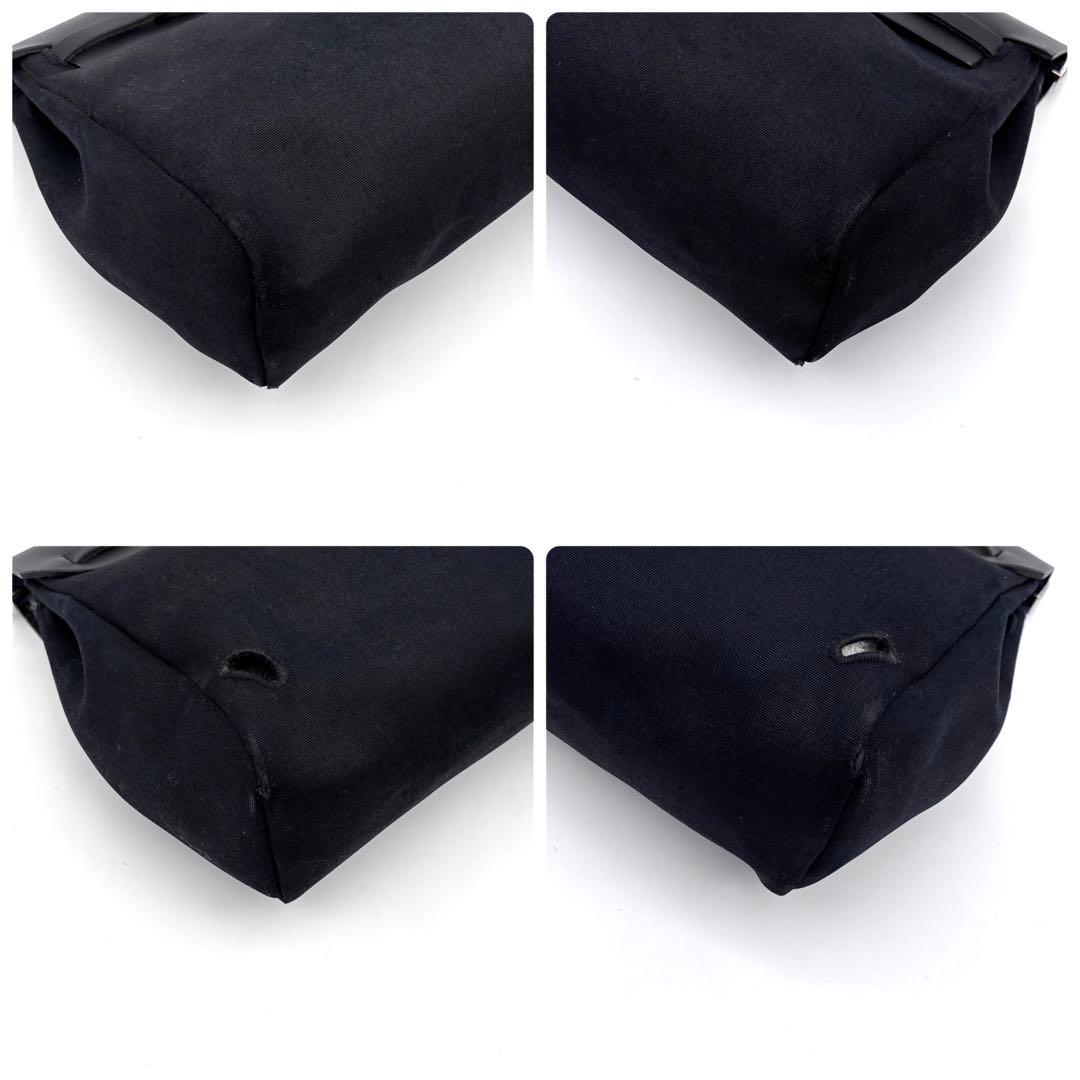 Hermes Herbag a Dos PM Black Toile Ash Leather Silver Handbag — view 6