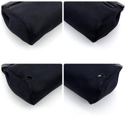 Hermes Herbag a Dos PM Black Toile Ash Leather Silver Handbag — view 6