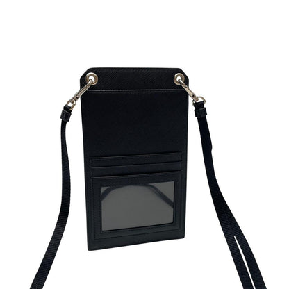 Prada Saffiano Leather Shoulder Bag Phone Case Black — view 2