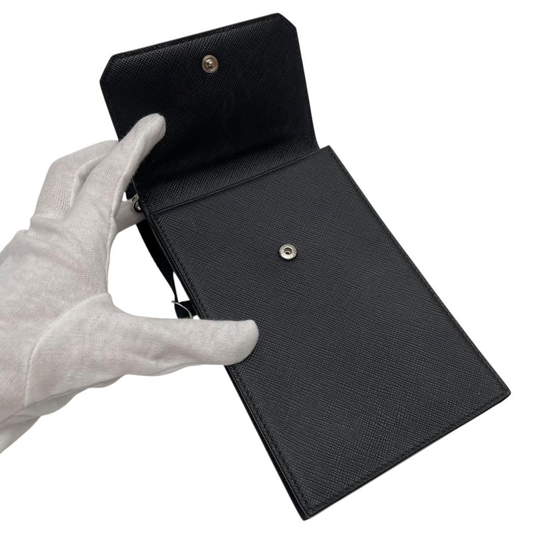 Prada Saffiano Leather Shoulder Bag Phone Case Black — view 7