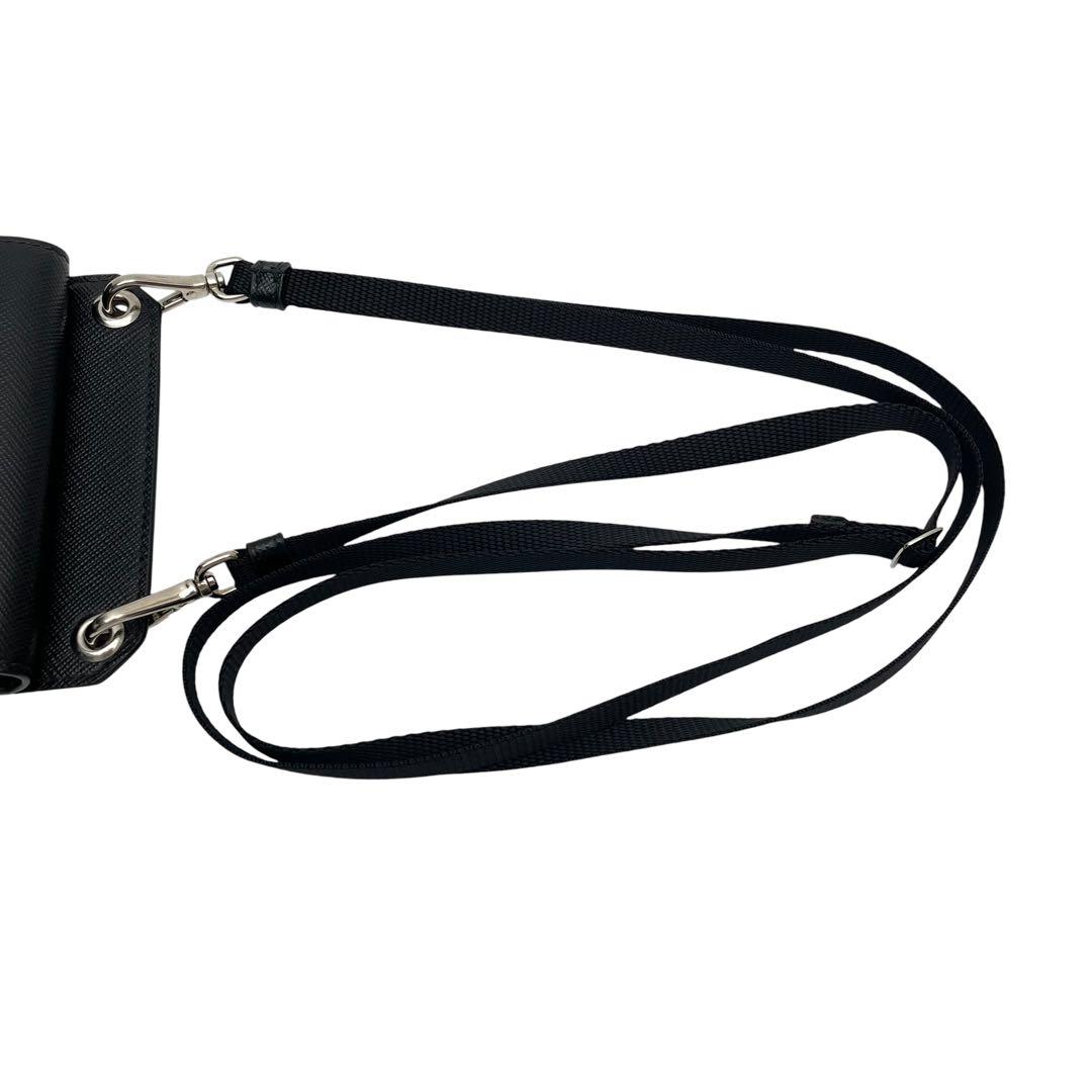 Prada Saffiano Leather Shoulder Bag Phone Case Black — view 9