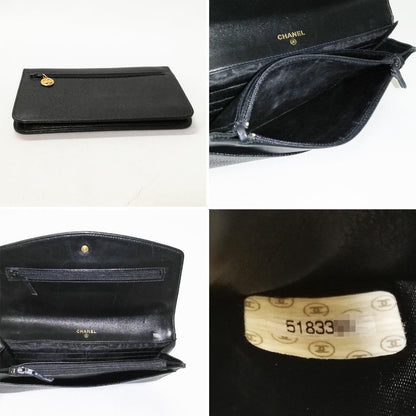 Chanel Caviar Leather Bifold Wallet Chain Black — view 4