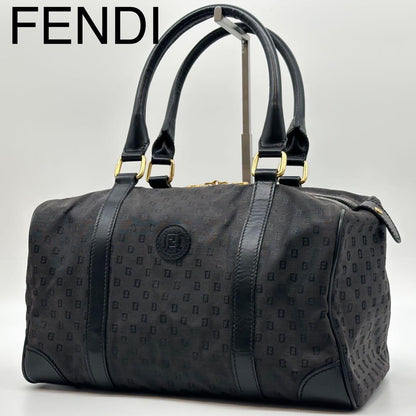 Fendi FF Canvas Zucchino Zucca Mini Boston Vintage Handbag