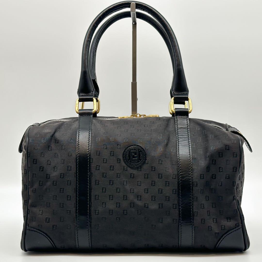 Fendi FF Canvas Zucchino Zucca Mini Boston Vintage Handbag — view 2