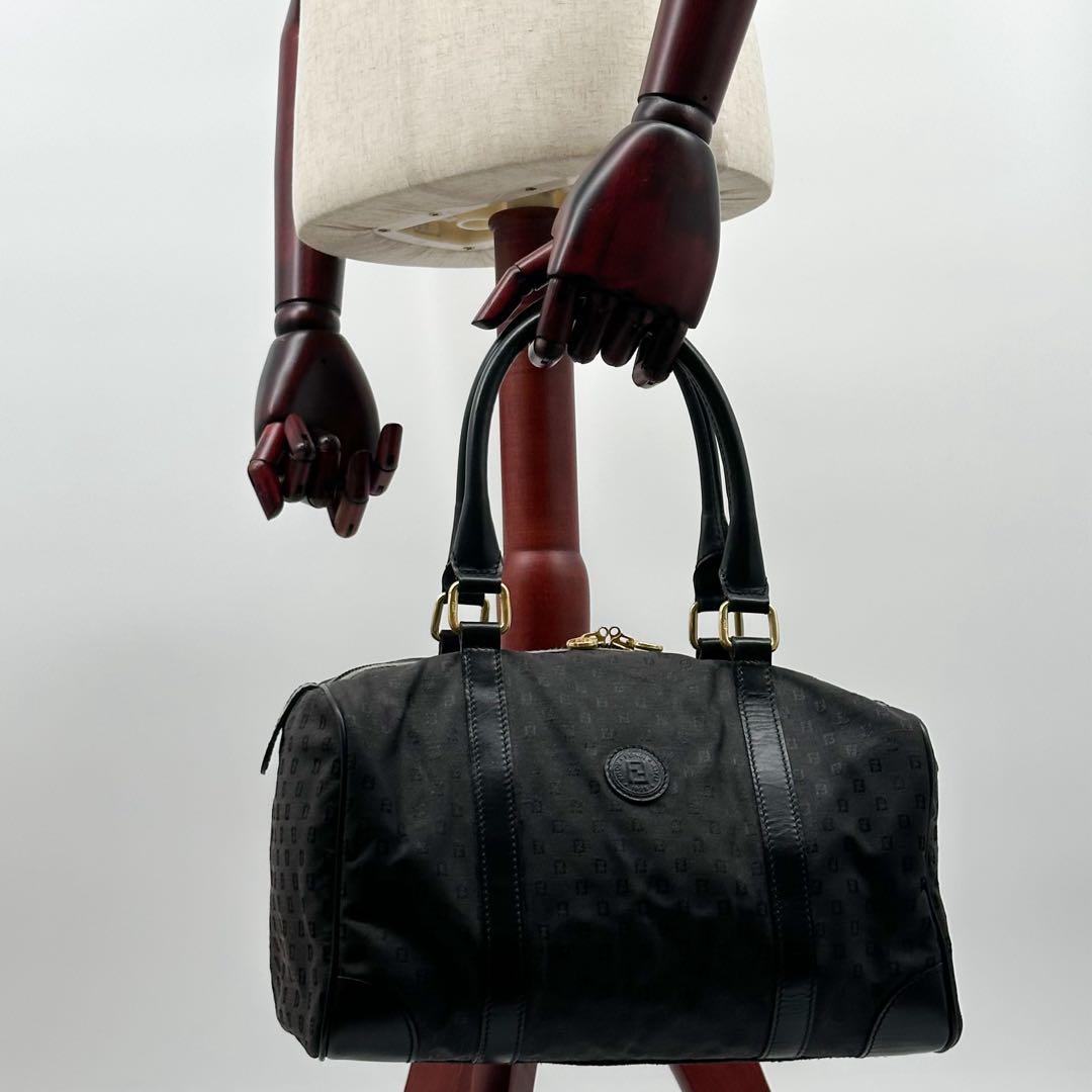 Fendi FF Canvas Zucchino Zucca Mini Boston Vintage Handbag — view 4