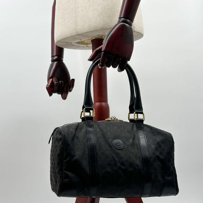 Fendi FF Canvas Zucchino Zucca Mini Boston Vintage Handbag — view 4