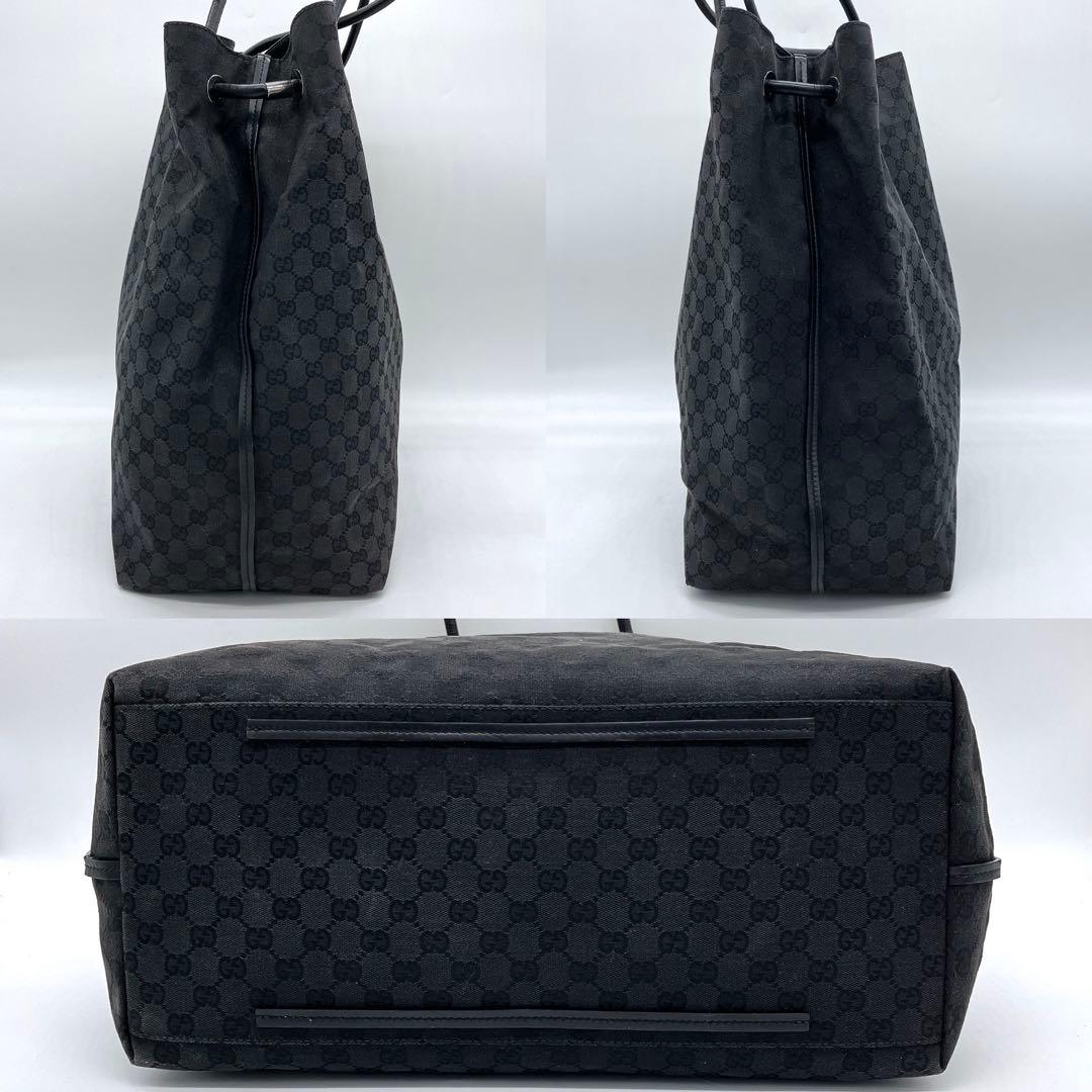 Large Capacity Gucci Tote Bag GG Canvas Silver Hardware Black