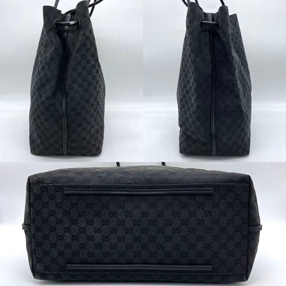 Large Capacity Gucci Tote Bag GG Canvas Silver Hardware Black