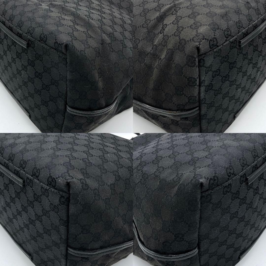 Large Capacity Gucci Tote Bag GG Canvas Silver Hardware Black